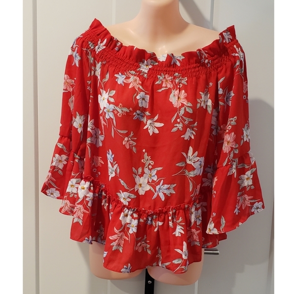 H&M Floral Off-The-Shoulder Peplum Blouse - Picture 2 of 5